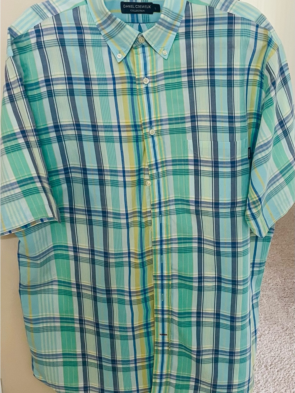 Daniel Cremieux 100% Cotton Plaid Short-Sleeve Button-Down Shirt